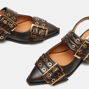 New Steve Madden Graya Slingback Flats | Brown Distressed | Size 8